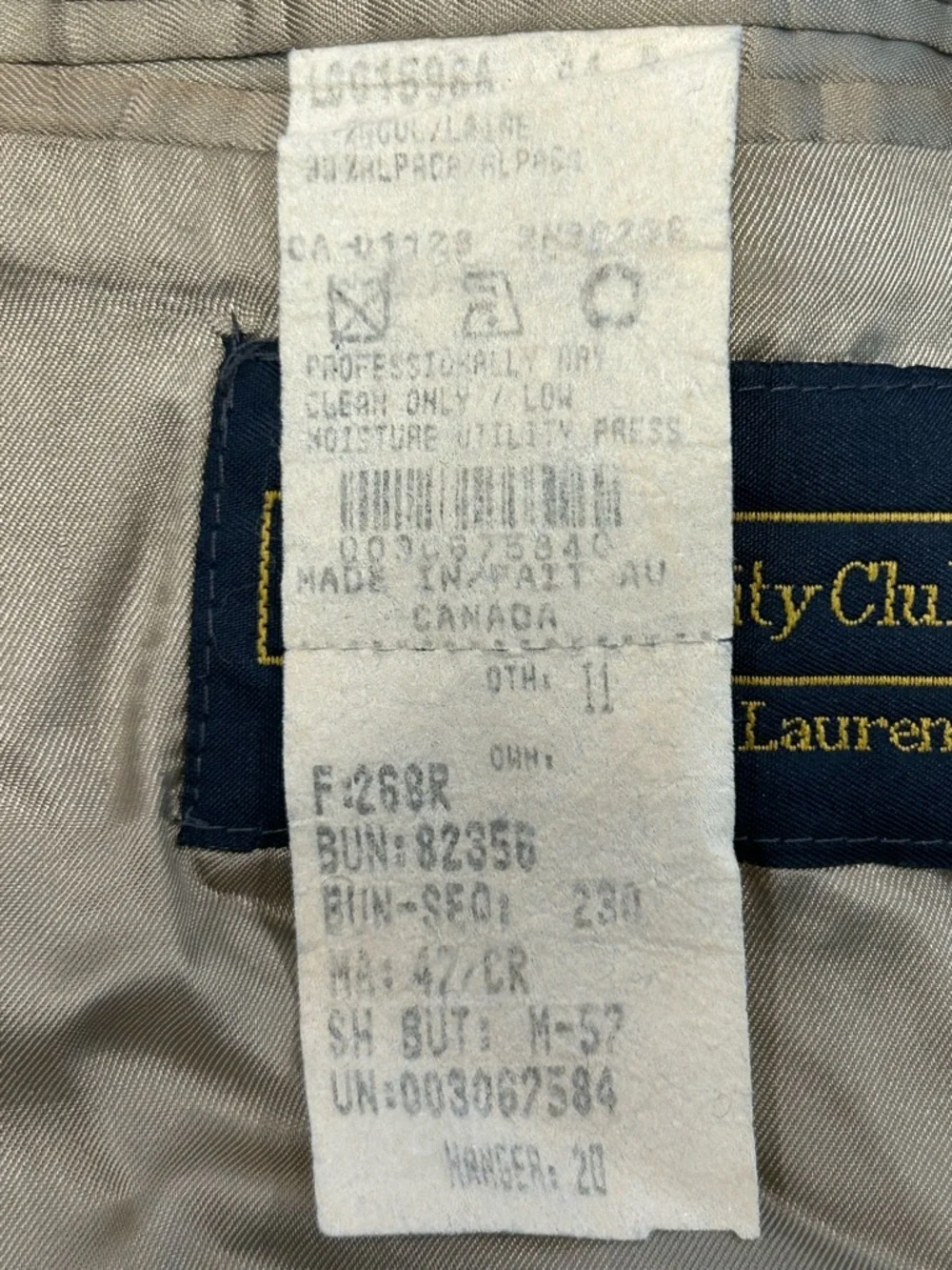 Polo University Club VTG Ralph Lauren Wool Alpaca Houndstooth Sport‎ Coat 44R